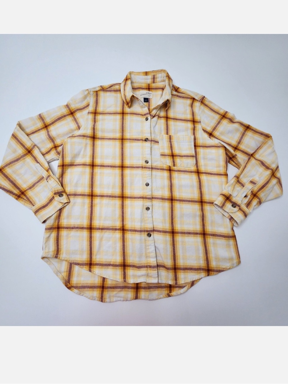 Universal Thread Yellow and Orange Plaid Shirt